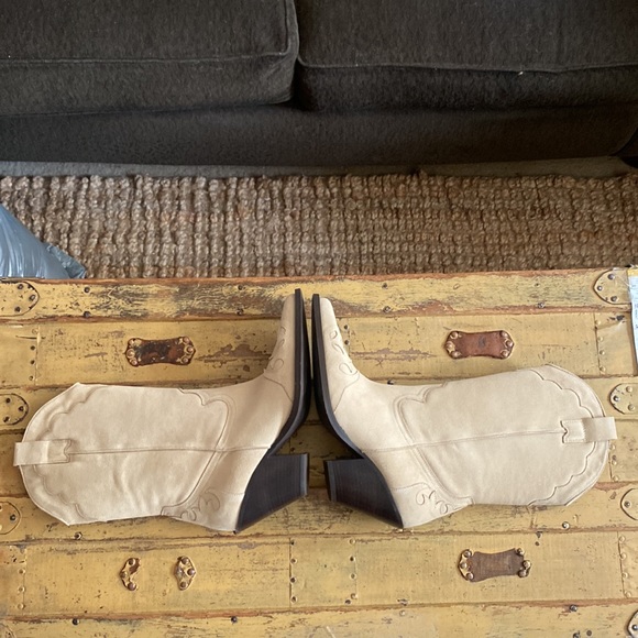 TORAL TALL COWBOY BOOTS SUEDE LEATHER HIGH TALL BOOTS WESTERN NEUTRAL BEIGE 38 - Picture 10 of 17